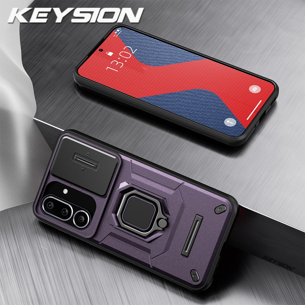 

KEYSION Противоударный бронированный чехол для Samsung M56 5G Силикон+ПК Сдвижная защита кольца объектива камеры Чехол для телефона для Galaxy F56 5G for Samsung F56 5G фиолетовый