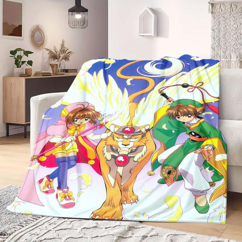 Cardcaptor Sakura Print Flannel Blanket, Cartoon Theme for Home Decor, All-season Bedding for Chairs, Travel Companion_LIAN