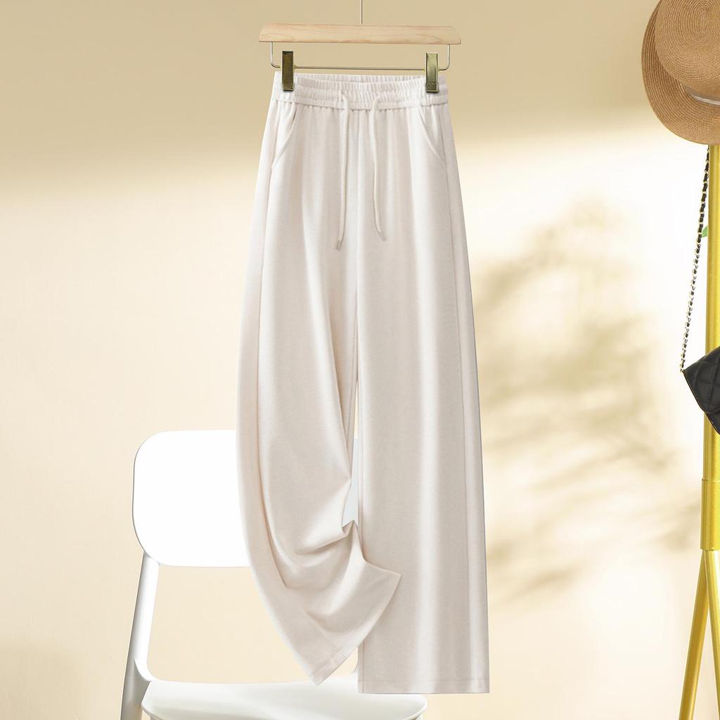 Women's High-Waisted Wide-Leg Pants - 2025 Spring/Autumn Collection: Slimming, Loose, Petite Fit, Straight-Leg Trousers