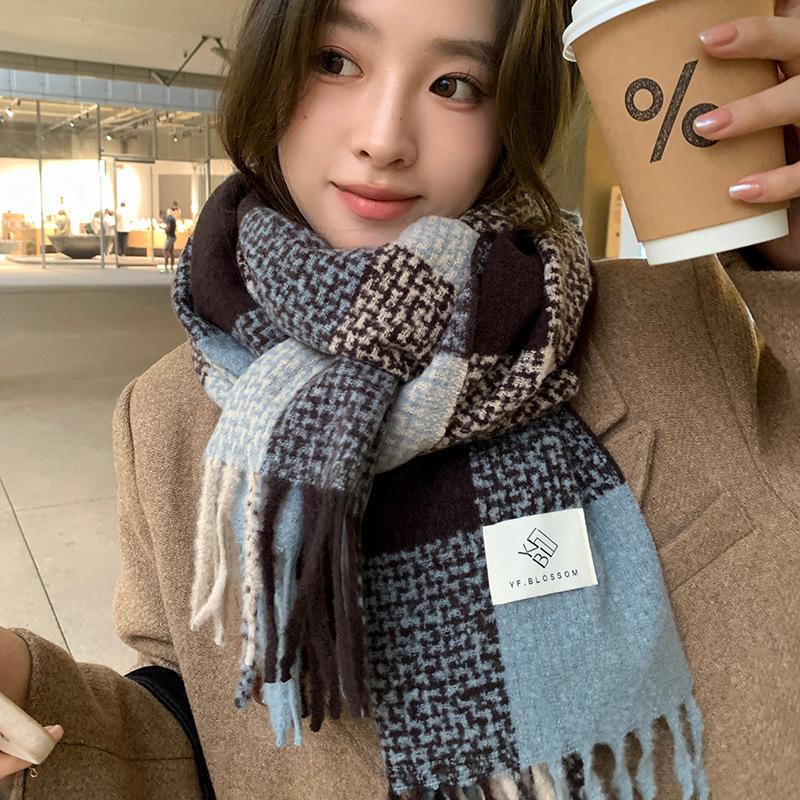Xiaomi fall/winter cozy faux cashmere scarf - women's warm retro long shawl, korean style ins cold weather neck warmer for men