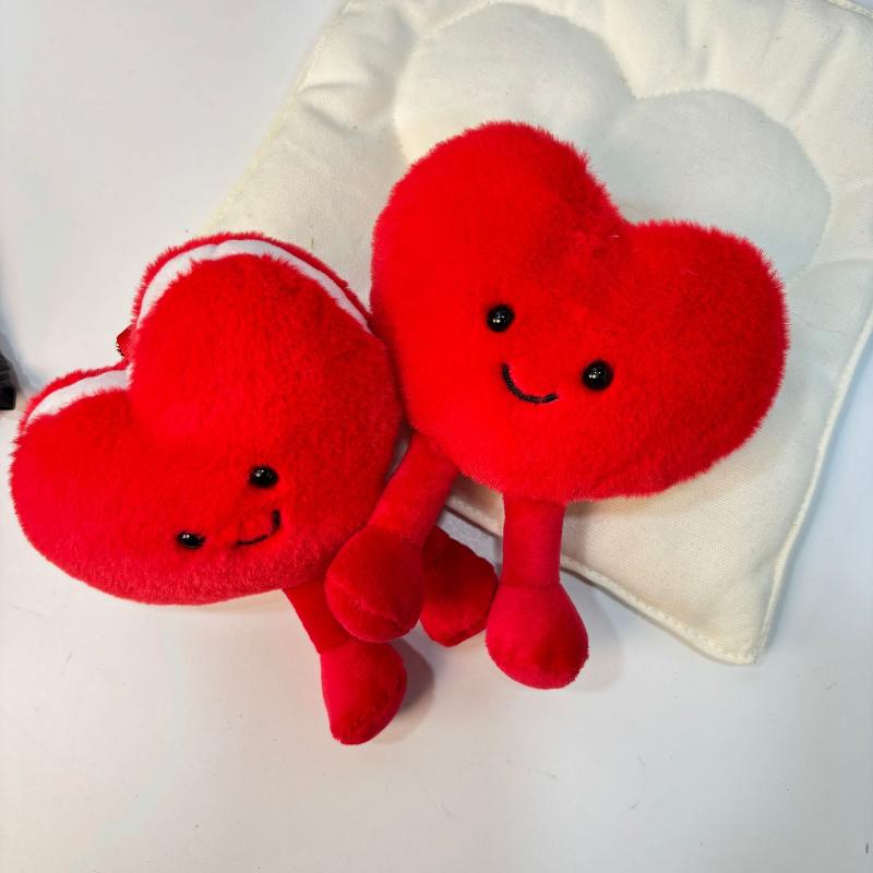 1Pcs Adorable Smiling Red Pink Heart Dolls Soft Heart Plush Stuffed Toy Pendant Valentine'S Day Gift For Girlfriend Home Decor
