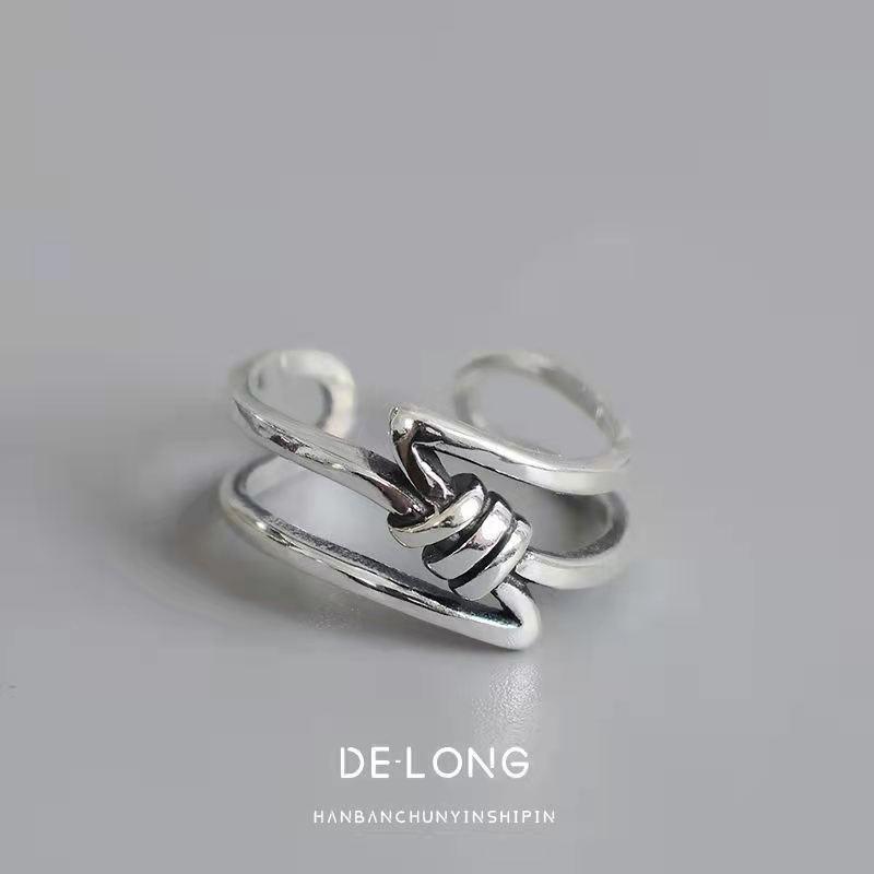 Adjustable Vintage Braided Hollow Out Ring Women Men Boho Chic Stackable Open Band Plated Jewelry
