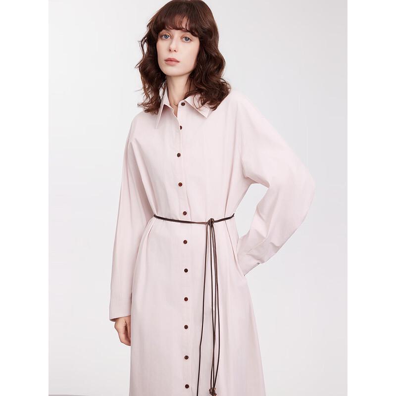 ELLE French Commuter Contrast Belt Shirt Dress