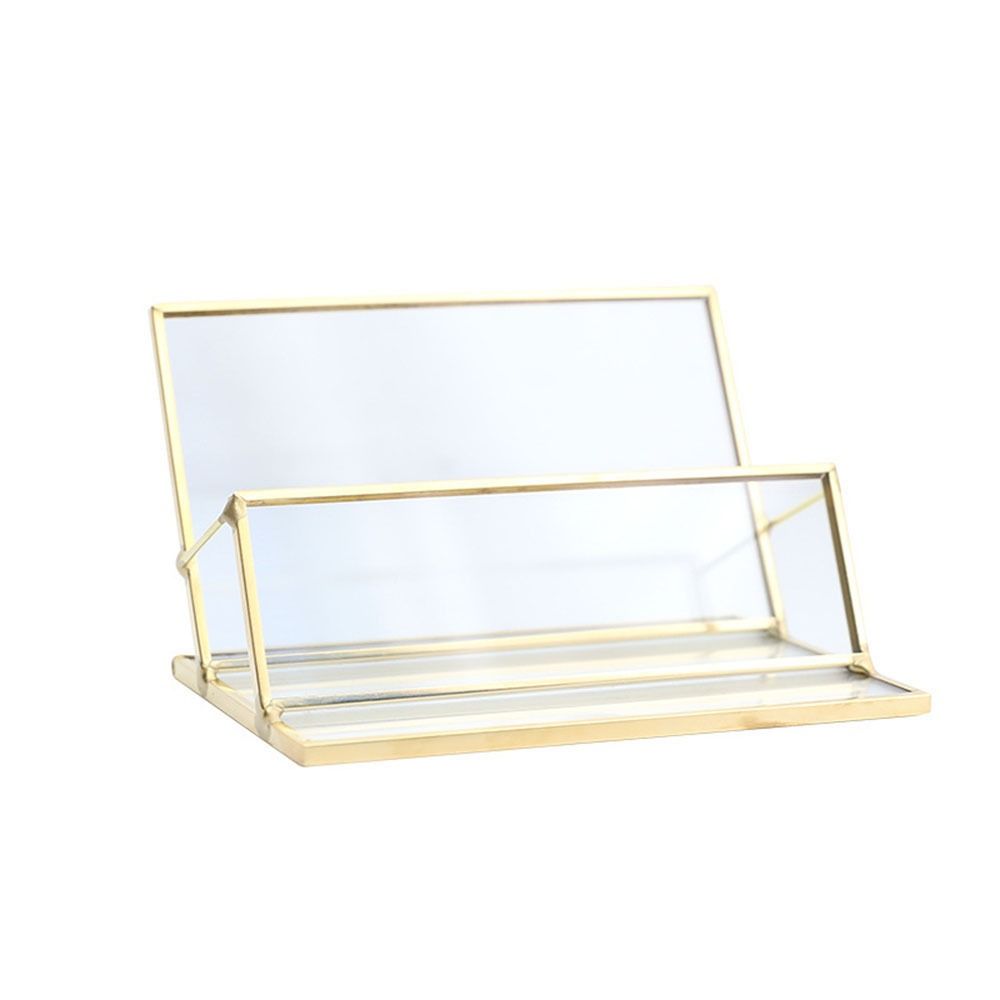Metal Vintage Clear Golden Edge Holder Professional Business Card Organizer Businessmen