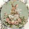 Country Style Wooden Wreath Wall Decoration with Rabbit pattern-"All You Need Is Rabbit Company", Suitable for Home