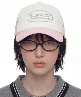 Eondeokeonteulol Summer Mesh Sunblock Logo Color Block Ball Cap Unisex Baseball Cap Uc Circle / Mesh Trucker B B / L Pink