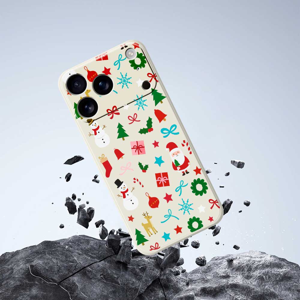 For iPhone 17 Pro Max Case Christmas Decorations Pattern Printing Straight Edge TPU Phone Back Cover