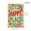 Happy Place Welcome Sign Colorful Floral Metal Wall Art 8x12 Inch Durable Home Garden Decor