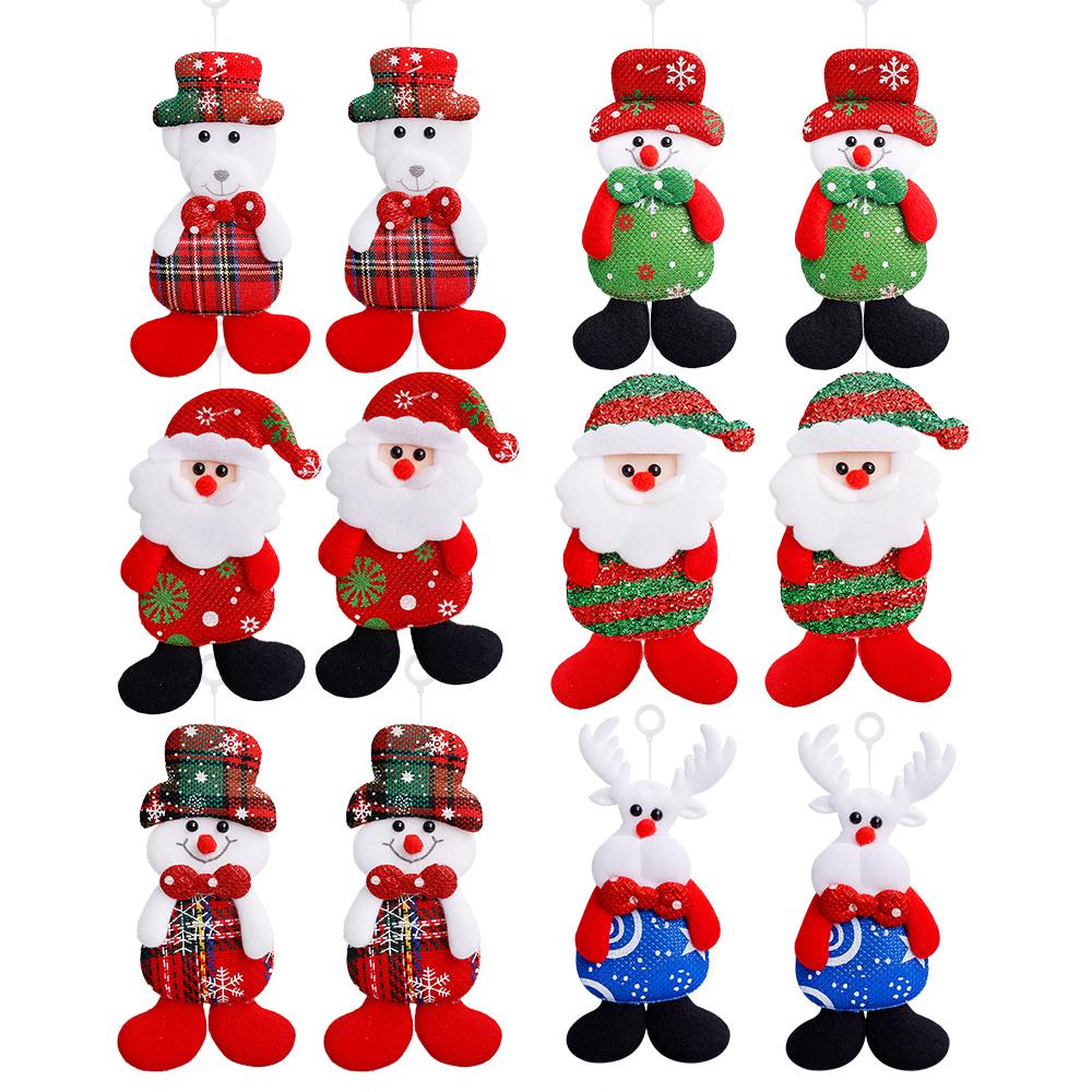 12/1Pcs Christmas Plush Doll Ornaments Santa Claus Snowman Xmas Tree Hanging Pendants Home Xmas New Year Party Decorations Gifts
