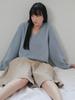 Piiipi Cozy V-Neck Cutout Pullover_Ash Blue