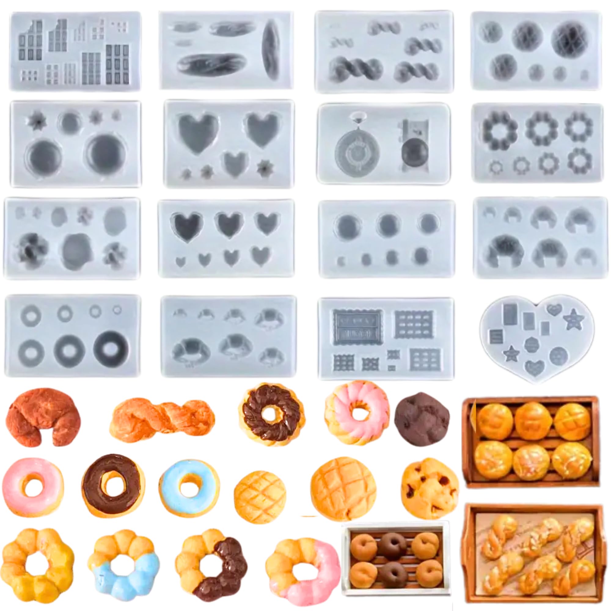 

Suyasuwa Миниатюрная форма для хлеба из силикона Более 100 видов и других форм, набор из 16 штук, Хлеб, Сладости, белый