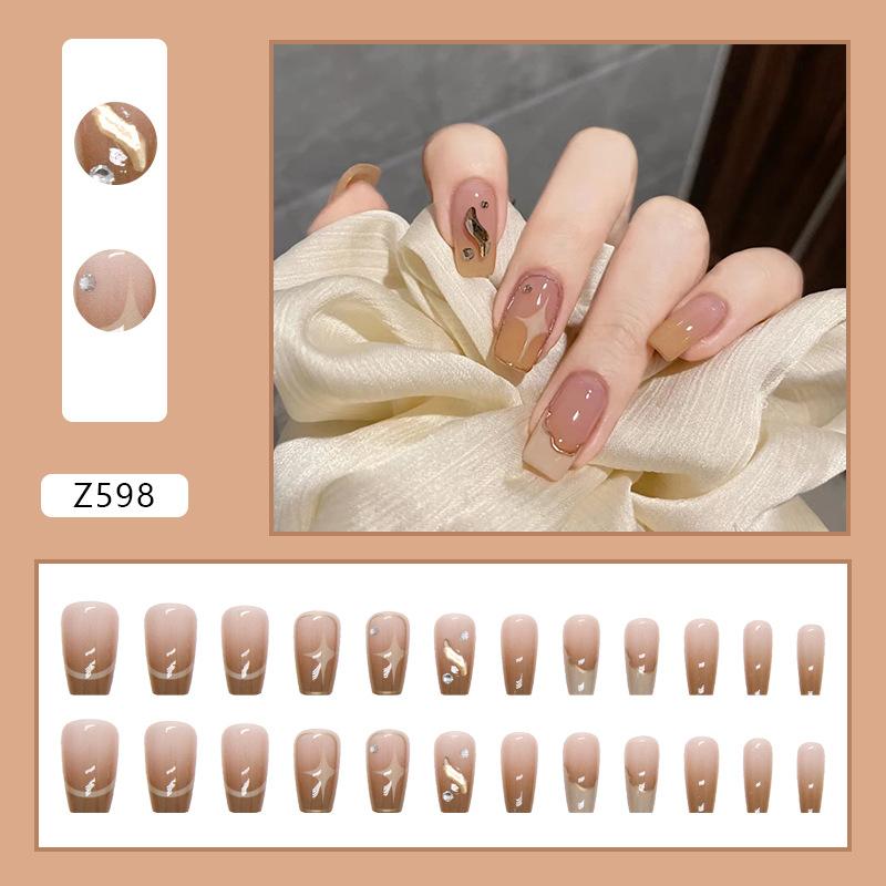 Short ballet armor khaki gradual change yellow milk apricot French stars gentle and simple broken diamond wearing armor