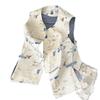Embroidered button-down vest jacquard brocade weaving gold cardigan