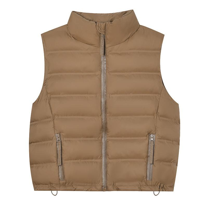 New Down Cotton Clothes Vest Women's Short Light and Thin Stand-up Collar Vest Thermal Vest Jacket