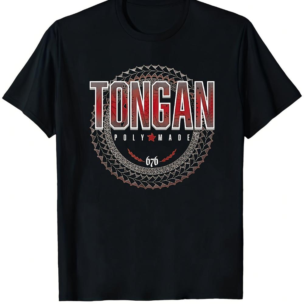 Unisexs Tongan Tribal Print Tshirt Soft Breathable Casual Outdoor Wear With Samoa Fiji Lettering Pacific Islander Design