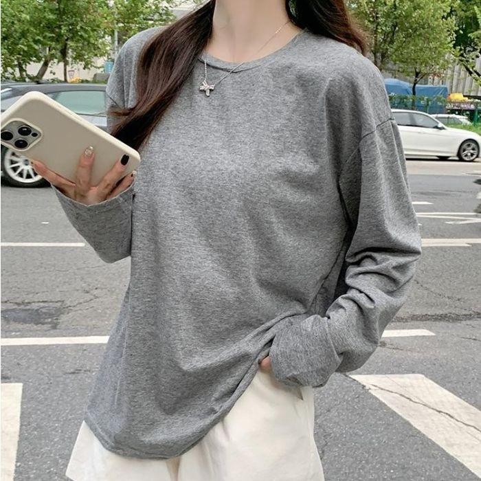 

Yellow Crew Neck Ice Silk Long Sleeve T-Shirt Women s Summer Loose Lazy Relaxation Sunscreen Blouse Tulle Top Wear Outside XL сірий колір