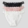 Bow Rhinestone Mesh Briefs Transparent Women's Underpants Comfortable Floral Lace Panties  Female
