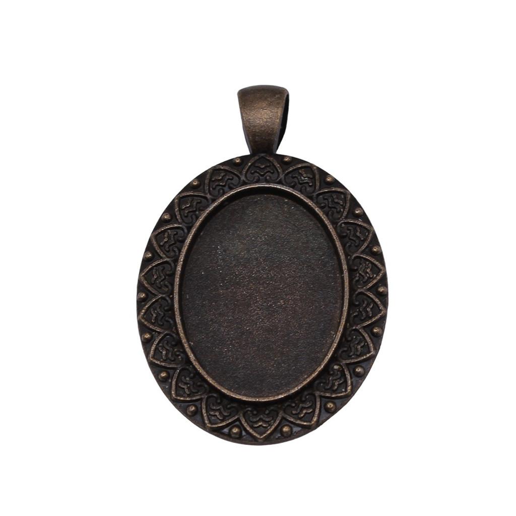 Oval Bezel Pendant Setting With Bail Fit 18x25mm Cabochon Blank Bases Tray