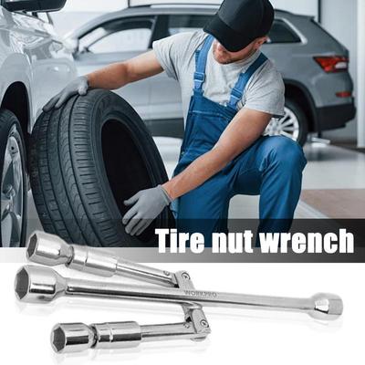 Lug Nut Wrench Carbon Steel 4-Way Wheel Wrench Nut Remover Portable Strong Tire Lug Nut Remover Heavy Duty Folding Lug Wrench
