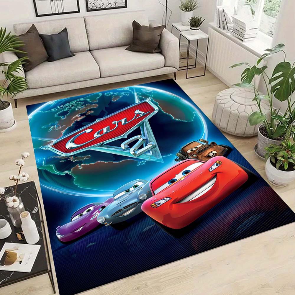1pc Lightning McQueen and Earth Rug - Non-Slip, Machine Washable Polyester Carpet for Living Room, Bedroom, Bathroom & Laundry - Comfortable Home Deco