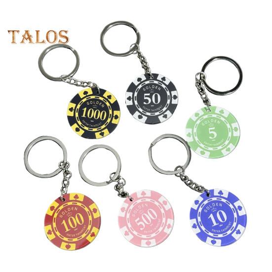 

6 шт. брелок для ключей в виде покера, украшение для сумки, подвеска, полированное металлическое кольцо, легкий акриловый брелок, подвеска, аксессуар для любителей покера Sets