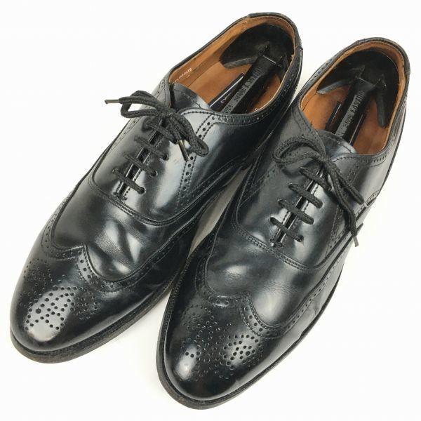 80er-90er Vintage BOSTONIAN Vollleder Wingtip Full Brogue Schwarz Größe 8.5D 26.0-26.5 Herren(GEBRAUCHT)