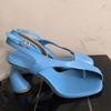 Fashion New Cross Strap Irregular Heel Roman Sandals European American Runway Style Sexy Side Air Split Toe High Heel Women's Shoes 43
