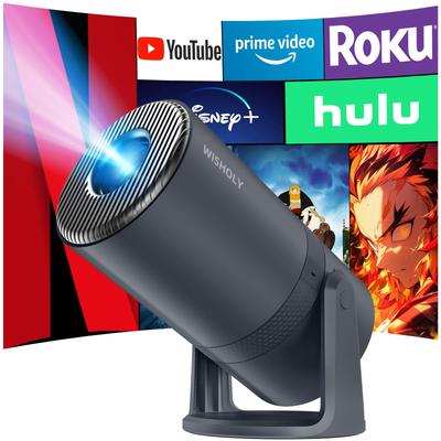 WISHOLY Heimprojektor TV mit Kompakt 27000LM 1080P Projektor mit WiFi6 Deckenmontage Automatische Trapezkorrektur Bluetooth HiFi Zoom Leise Verbindet sich mit DVD