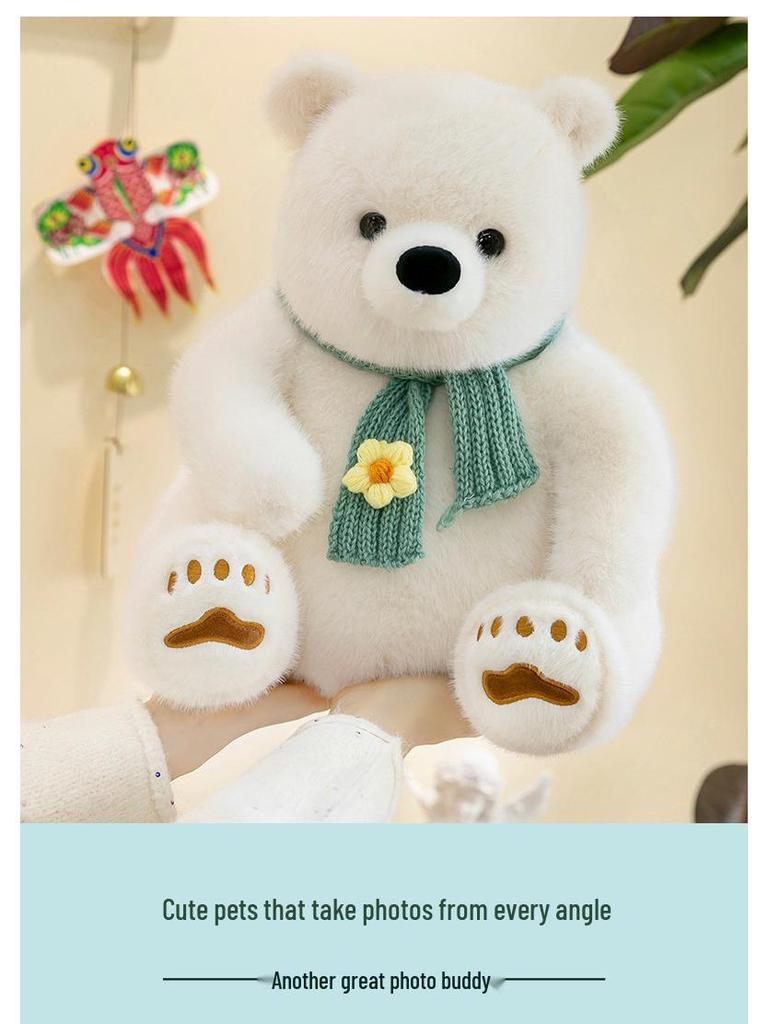 Polar Bear Plush Scarf Companion: Cute Holiday Gift Toy