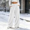 Women's Casual Plush Wide Leg Pants with Soft for and Everyday Wear