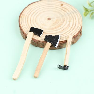 3Pcs/set 1/12 Scale Dollhosue Mini Wood Metal Chopper Hatchet Dollhouse Miniature Farming Tools Garden Tools