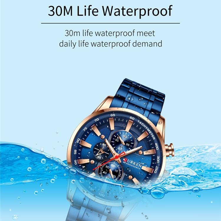 CURREN Ceas cu curea din oțel Calendar simplu, cadran mare, ceas de afaceri, rezistent la apă, moda bărbaților