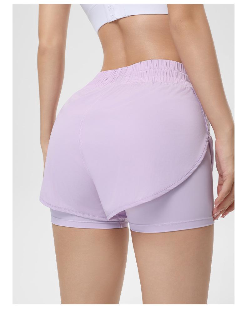 Women's 2026 High-Waisted Quick-Dry Fake Two-Piece Sports Shorts - Breathable Running & Yoga Fitness Shorts for Summer
