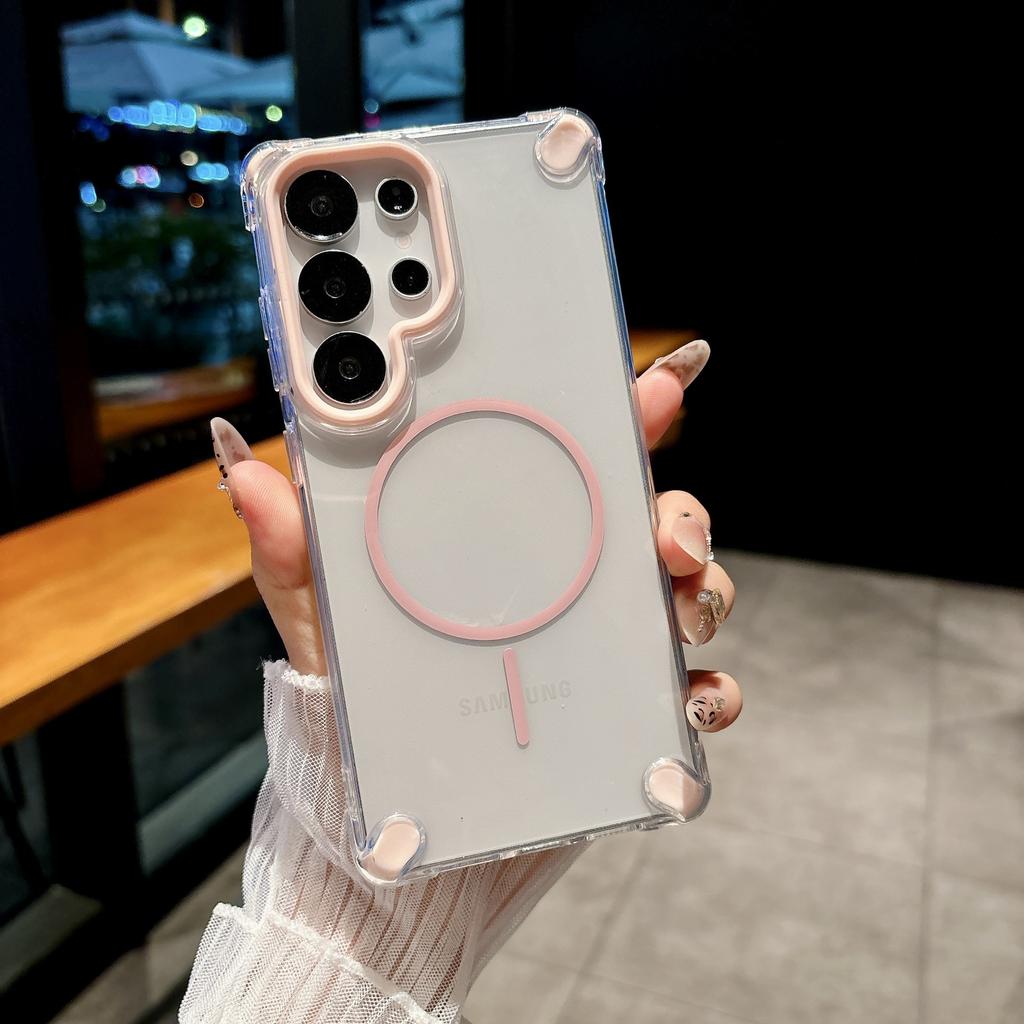 Anti fall Mobile Phone Case Suitable for Samsung S25ultra Mobile Phone Case Thin Ring Magnetic Suction S24FE Protective Case S23