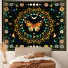 Boho Mandala Butterfly Floral Tapestry for Bedroom, Hippie Moon Ceiling Colorful Plant Flower Tapestries Aesthetic, Bohemia