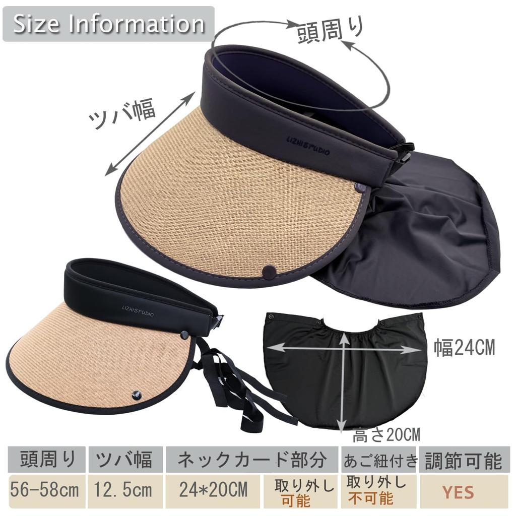 Sun Straw UV Neck Chin Slimming Suitable for and Outdoor Activities [IFSUN] Women's Wide-Brimmed Visor, Hat, UPF+50 Protection, Cover, Strap,