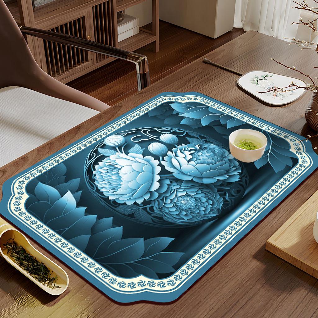 Rectangular Tea Mat Absorption and Quick Drying Tea Tray for Home Living Room Carpet Quick Drying Mat