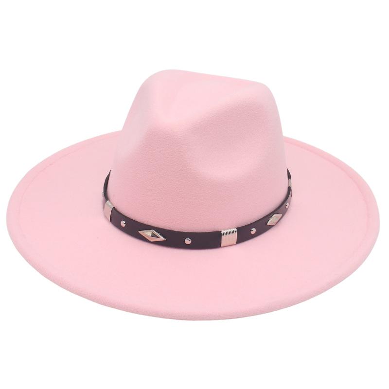 Big Brim Rhombus Metal Belt Accessories Jazz Hat Men'S And Women'S British Style Top Hat