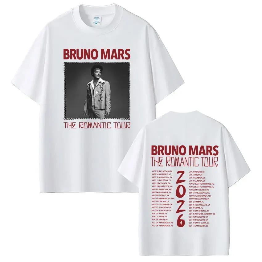 Bruno Mars The Romantic Tour 2026 Print Tees Men Women Gothic Punk T-shirts Summer Short-sleeved Vintage Fashion Cotton T-shirts
