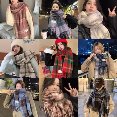 Korean Style Women's Autumn/Winter Tassel Scarf - Warm, Versatile Shawl for a Chic Christmas Look