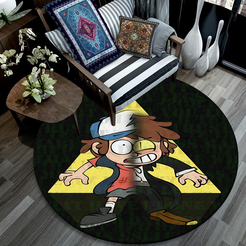 Dipper Pines pattern round rug,Carpet Rug for Living Room Bedroom Playroom ,Non-slip Floor Mat,Holiday Gifts and Birthday Gifts.