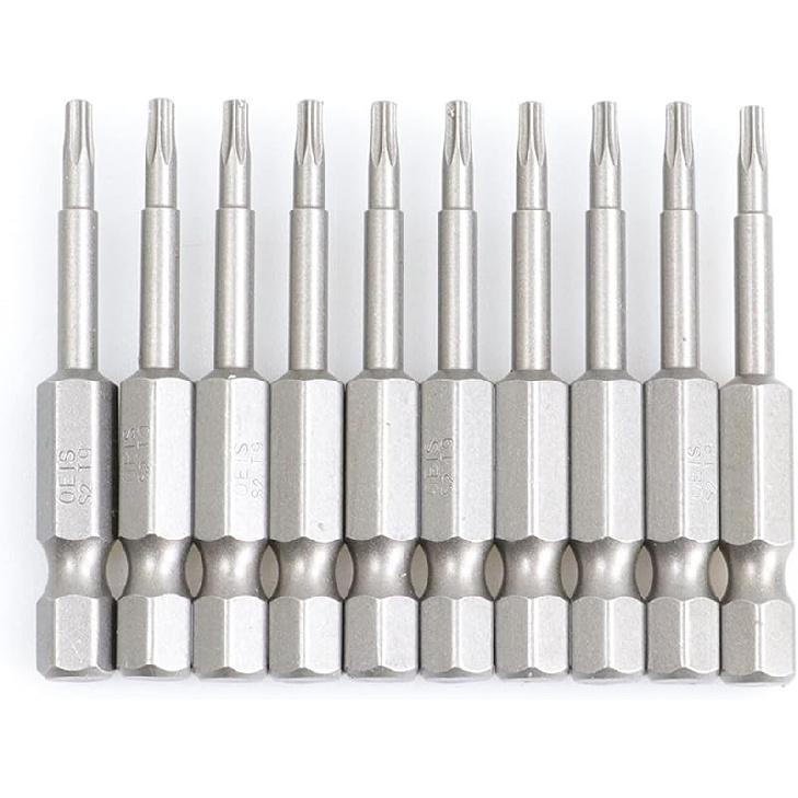 50mm 10Pcs OR 13Pcs Set Security Tamper Proof Magnetic Screwdriver Drill Bit Screw Driver Bits Hex Torx Flat Head 1/4" Hand Tool Screwdriver(T30