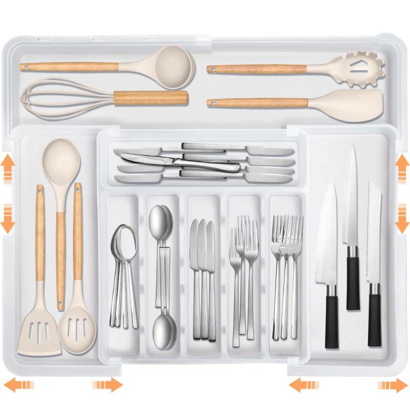 Adjustable Flatware Drawer Organizer Expandable Kitchen Silverware Utensil Holder for Cutlery Storage Use