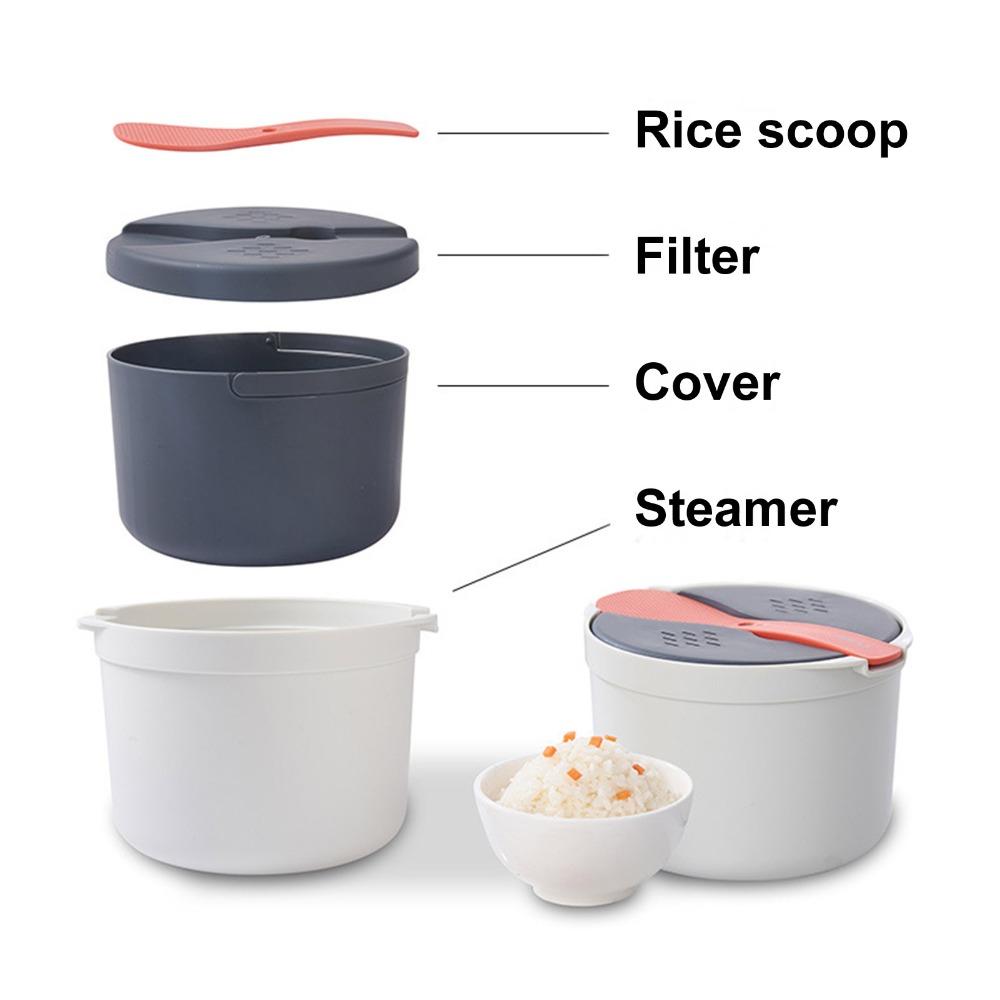 PP Material Rice Steamer Pot 2L Microwave Cookware Set Rice Cooker Steamer  For Cooking Vegetables