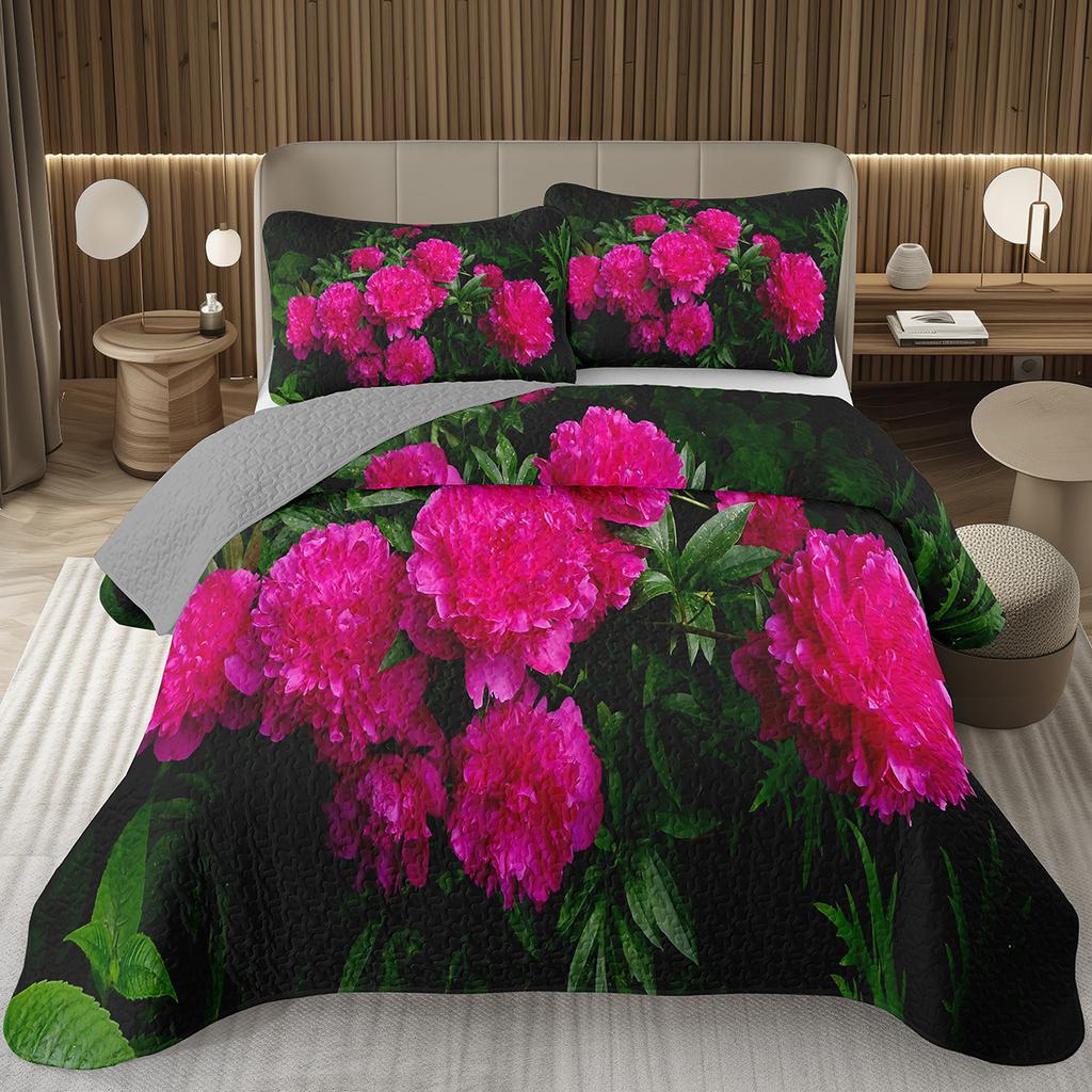 Spring Garden Plant Flower Bedspread Sets Botanical Floral Coverlet Twin Full Queen King Rustic Farmhouse Quilted Bedding Set