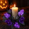 Purple Artificial Rose Flowers Spooky Table Candle Holders  Table Arrangement