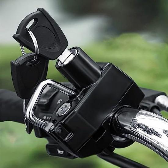 Universal Motorcycle Helmet Lock Anti-Theft Helmet Safety Lock Metal 22mm-26mm Black with 2 Keys