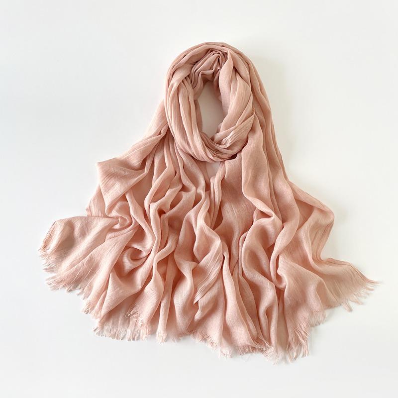 Solid Color Scarf Shawl Fashion Literary Cotton and Linen Scarf Red Silk Scarf Women's Desert Travel Shawl