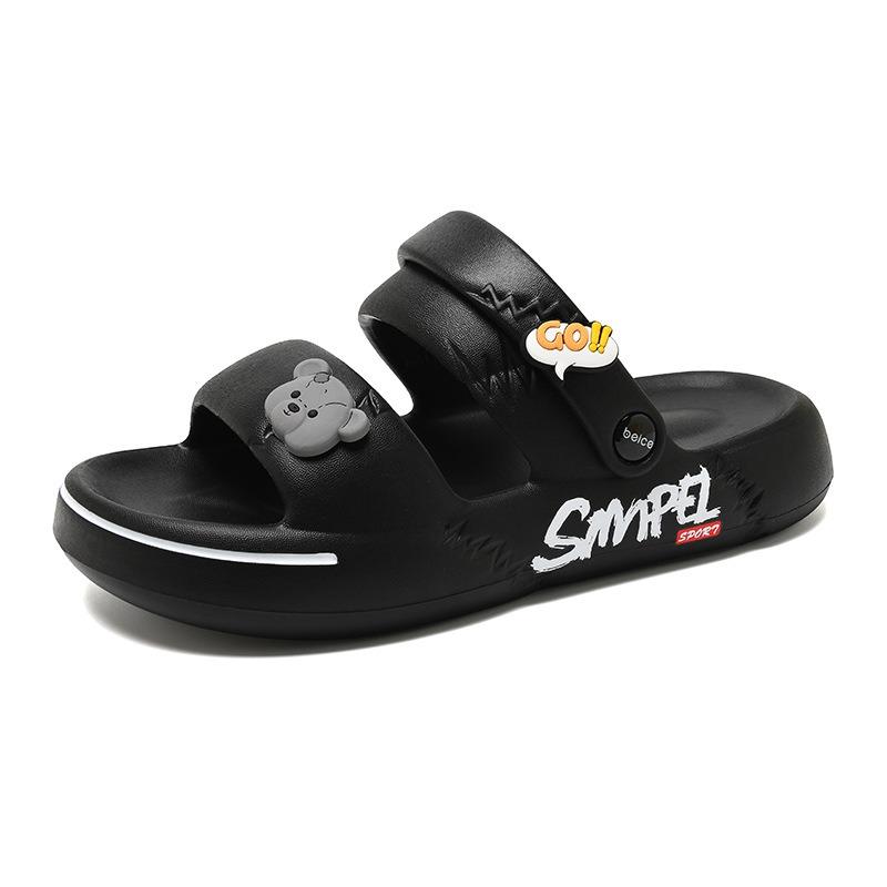 

New EVA one-word drag female couple platform slippers home fashion outer sandals 35-36 чорний
