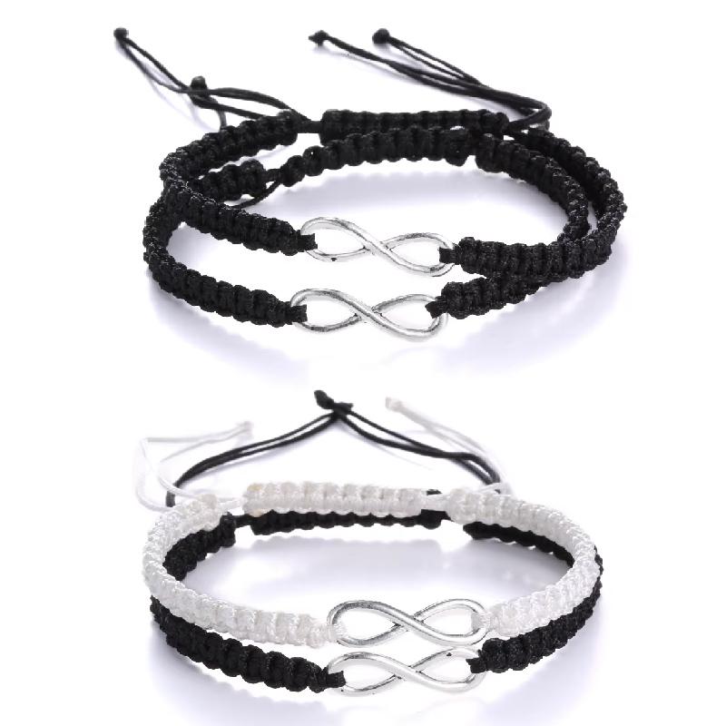 2/Pcs Retro Infinity Handmade Bracelet Set Friendship Bracelet Set For Women Men Love Couples Bracelets Set Infinity Jewelry